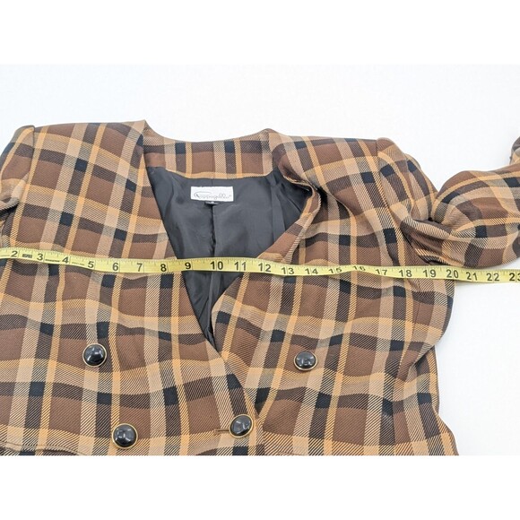 Cappagallo Vintage Brown Plaid Grandpa Blazer Jacket Academia Size 6 Medium - Picture 5 of 11